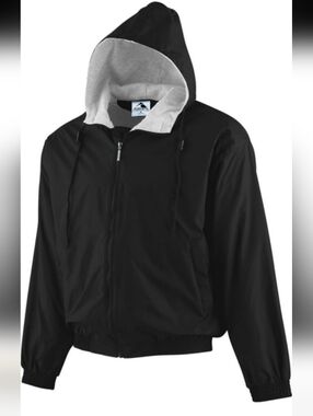 NWOT Augusta Sportswear Black Windbreaker Jacket with Gray Hood Lining